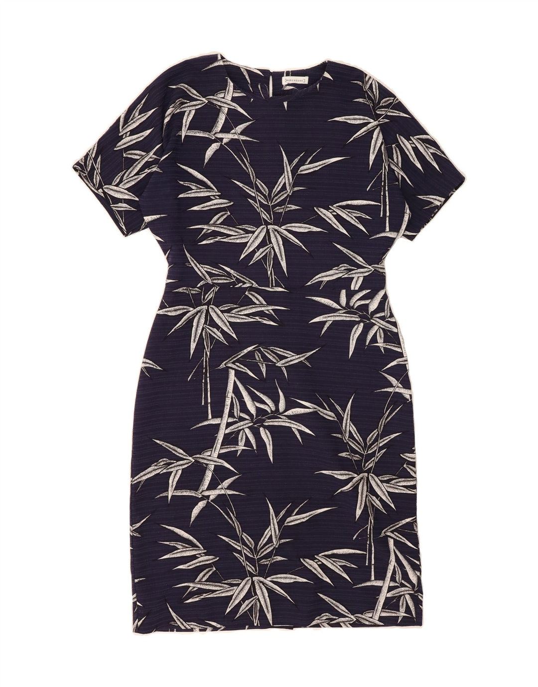 WAREHOUSE Womens Sheath Dress UK 14 Large Navy Blue Floral Polyester Vintage Warehouse and Second-Hand Warehouse from Messina Hembry 