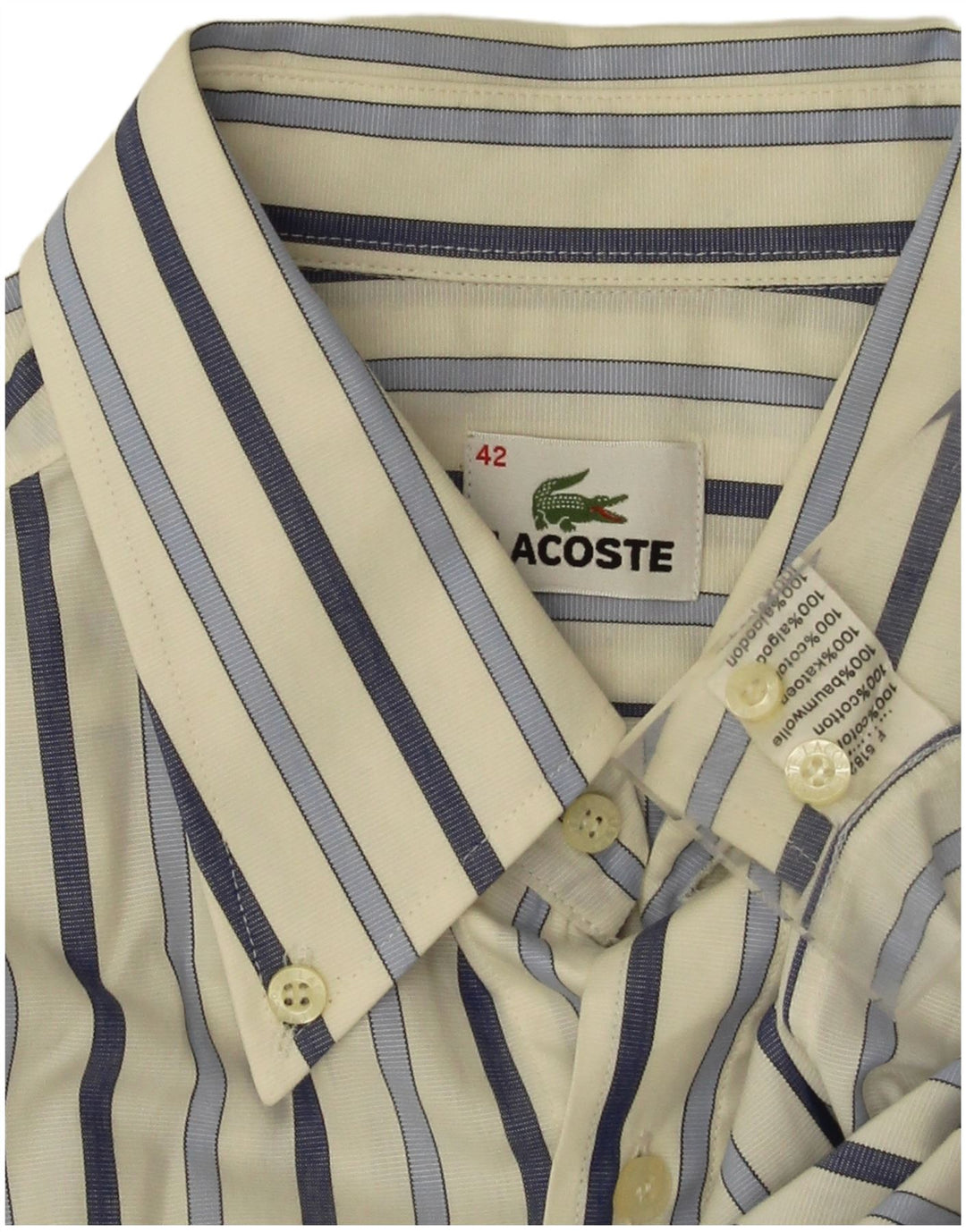 Мужская рубашка Lacoste, размер 42, большая хлопковая белая полоска