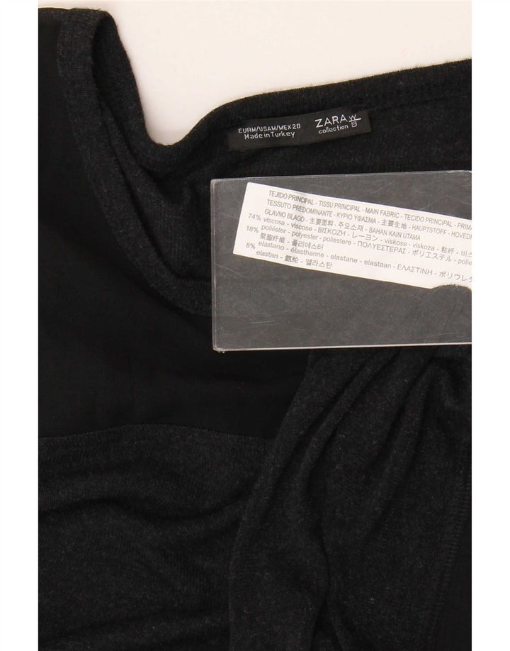 Женский топ оверсайз Zara UK 14 с длинным рукавом, средний черный, вискоза