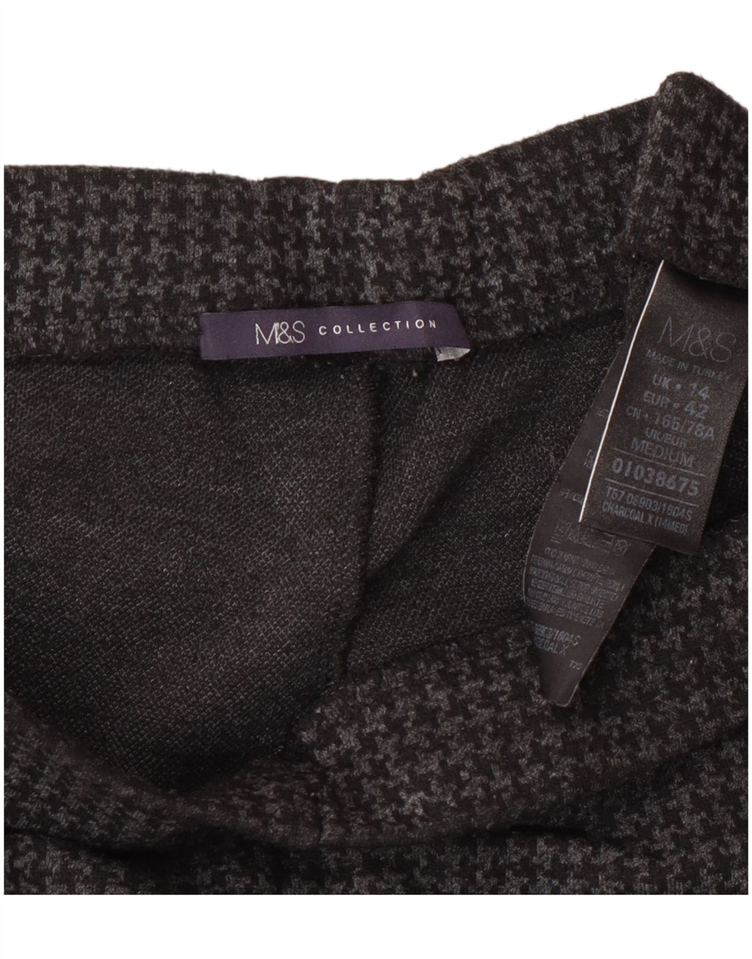 Женские брюки Marks & Spencer UK 14, большие W32 L27, серые с узором «гусиные лапки»