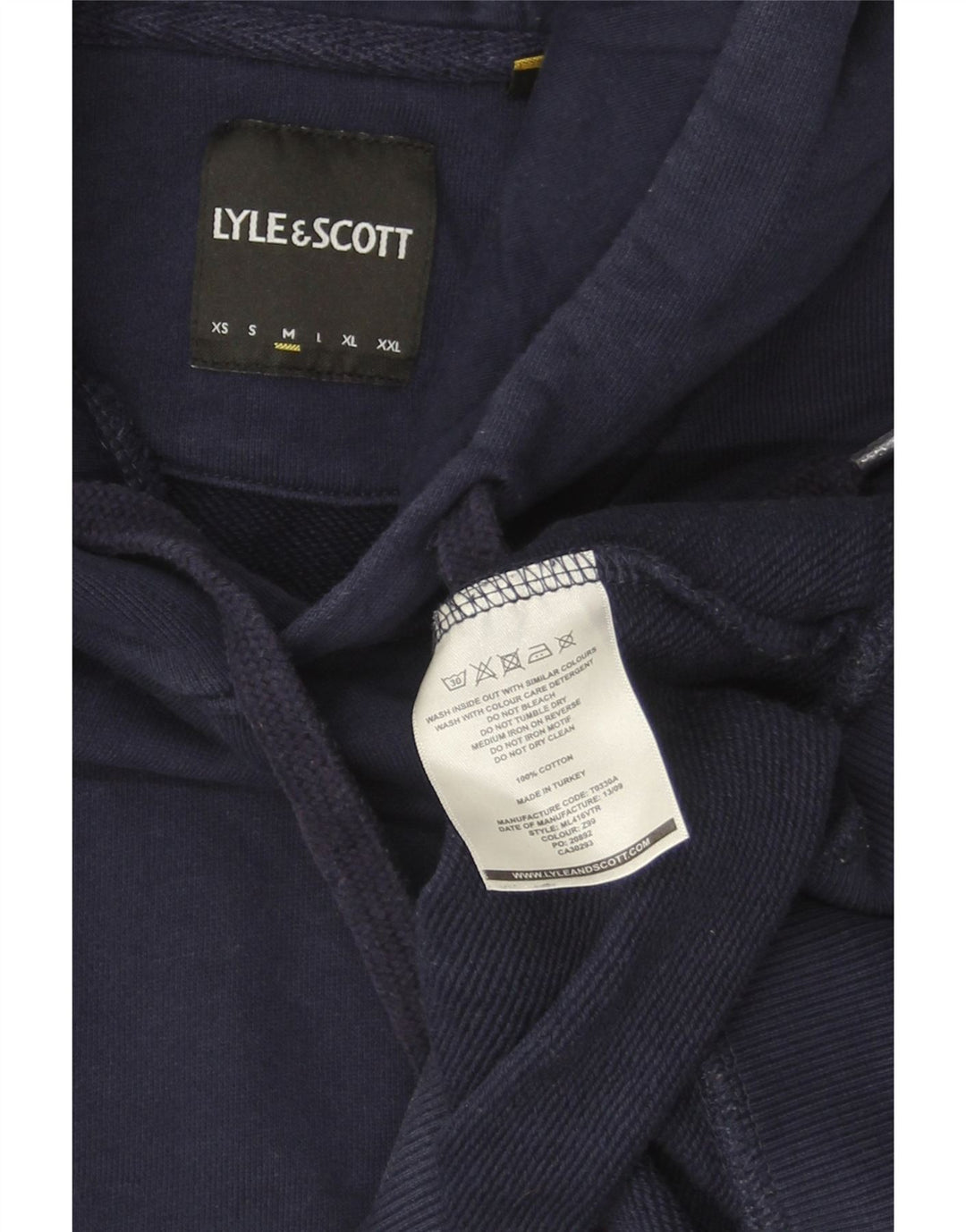 Мужской джемпер с капюшоном LYLE & SCOTT среднего размера, темно-синий, хлопок