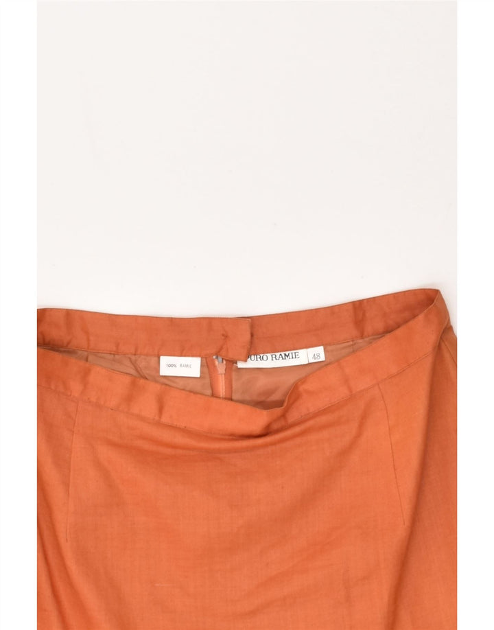 VINTAGE Womens Straight Skirt IT 48 XL W30 Orange Ramie | Vintage Vintage | Thrift | Second-Hand Vintage | Used Clothing | Messina Hembry 