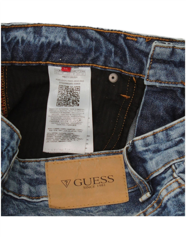 Мужские потертые узкие джинсы Guess W31 L31, синие, хлопок