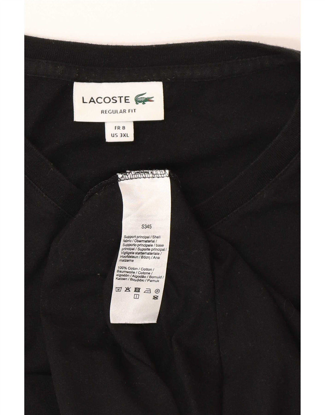 Мужская футболка Lacoste, размер 8 3XL, черная, хлопок