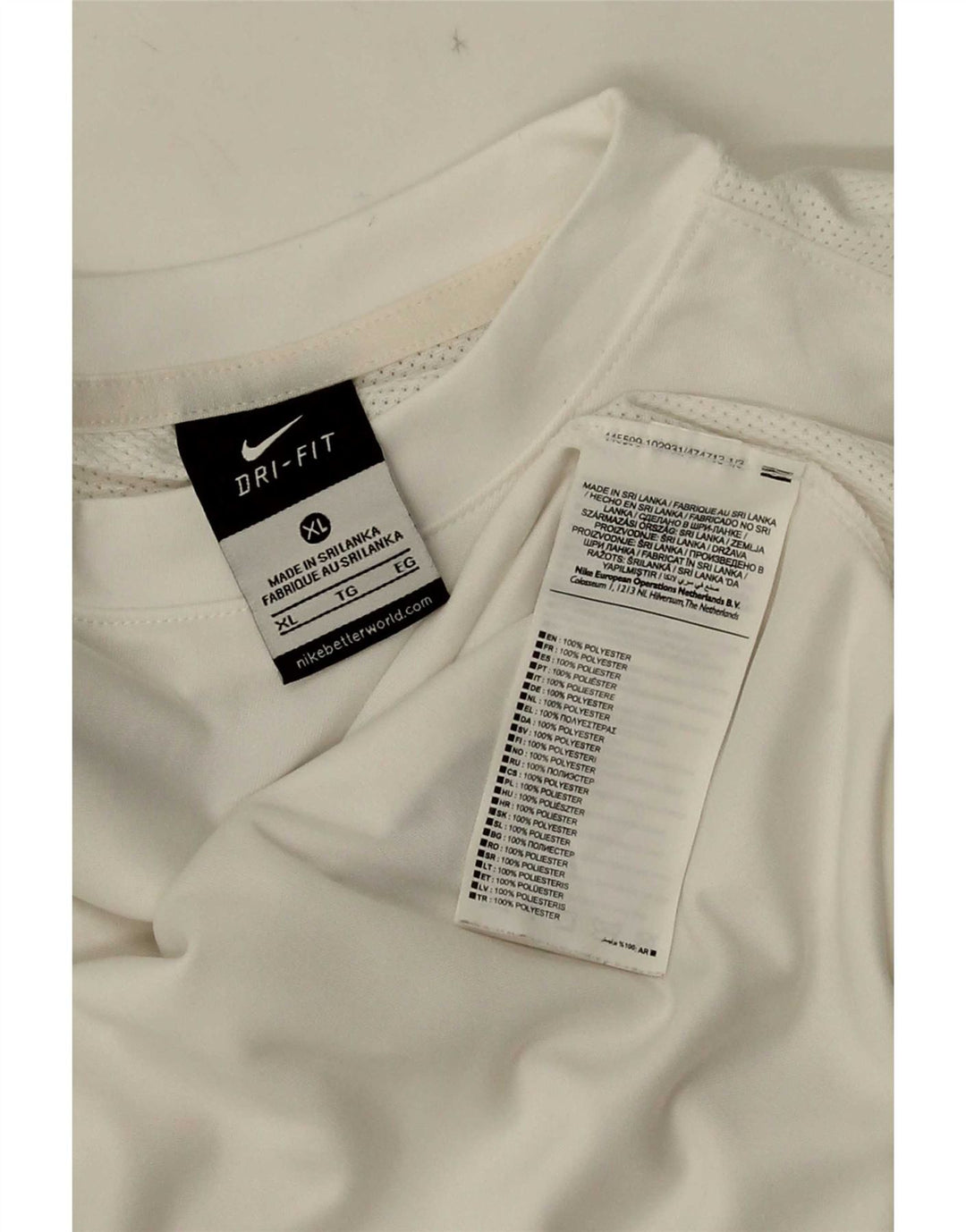 Мужская футболка Nike Dri Fit Top XL, белый полиэстер с цветными блоками