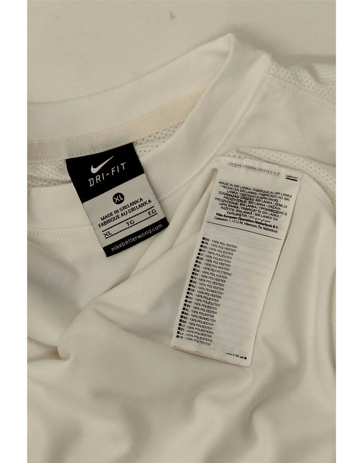 Мужская футболка Nike Dri Fit Top XL, белый полиэстер с цветными блоками