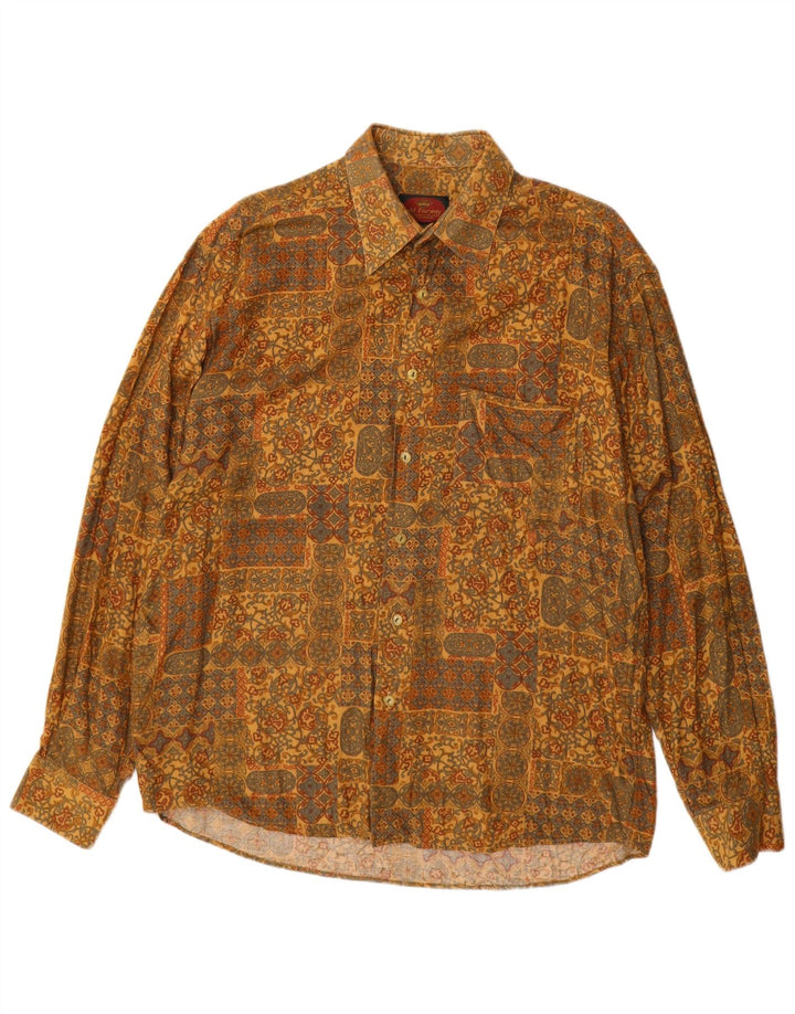 Мужская рубашка OLD FARWAY, размер 40 15 1/2, средний желтый, вискоза с пейсли