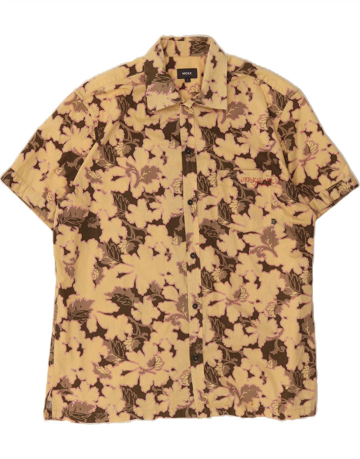 MEXX Mens Abstract Pattern Short Sleeve Shirt Large Beige Cotton Vintage Mexx and Second-Hand Mexx from Messina Hembry 