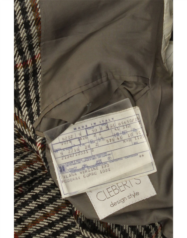 ВИНТАЖНЫЙ Мужской пиджак на 2 пуговицах IT 50, большой серый, шерсть с узором «гусиные лапки»