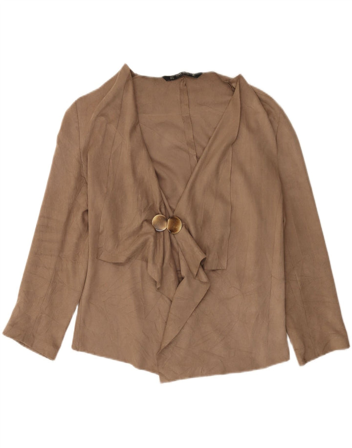 Женский кардиган с рукавом 3/4 Zara UK 14, средний бежевый полиэстер