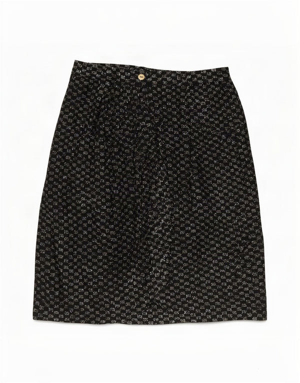 Vintage Womens High Waist Straight Skirt Medium W30 Black Check