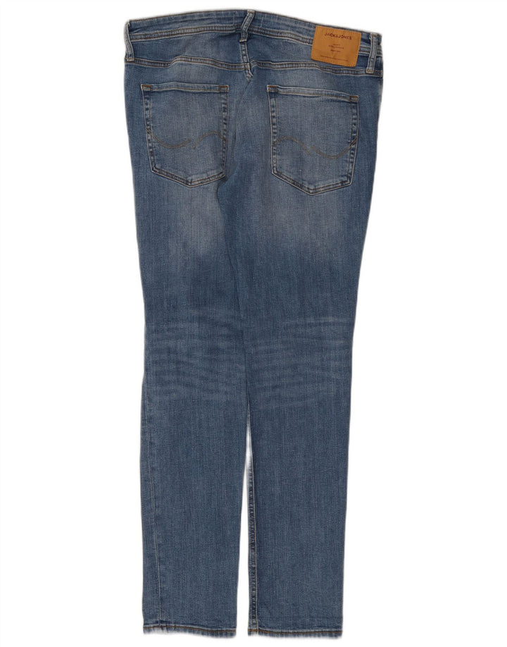 Мужские потертые узкие джинсы Jack & Jones W36 L32, синий хлопок