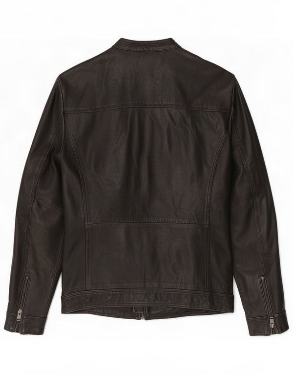 Selected Homme Mens Leather Jacket UK 40 Large Black