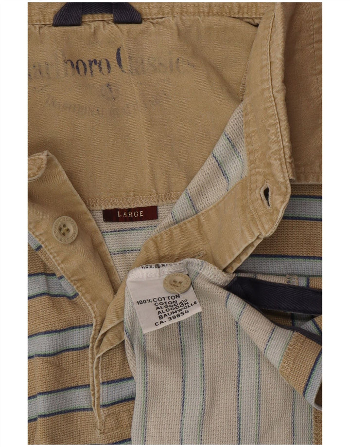 Мужская рубашка поло MARLBORO CLASSICS, большая бежевая полоска