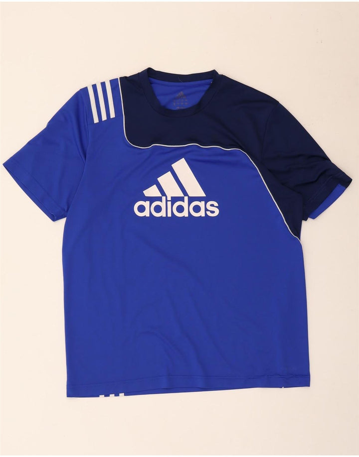 Adidas Мужская футболка с рисунком Верх среднего синего цвета из полиэстера с цветными блоками