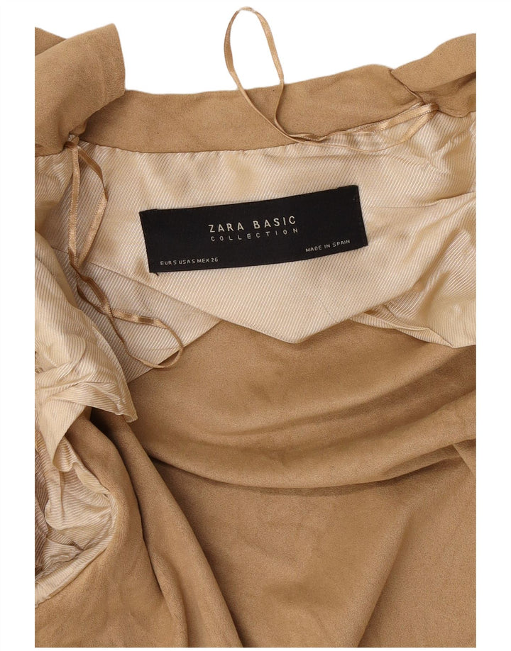 Женский свободный асимметричный кардиган Zara UK 10, маленький бежевый