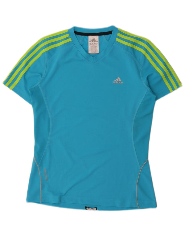 Adidas Womens T-Shirt Top UK 12 Medium  Blue Polyester