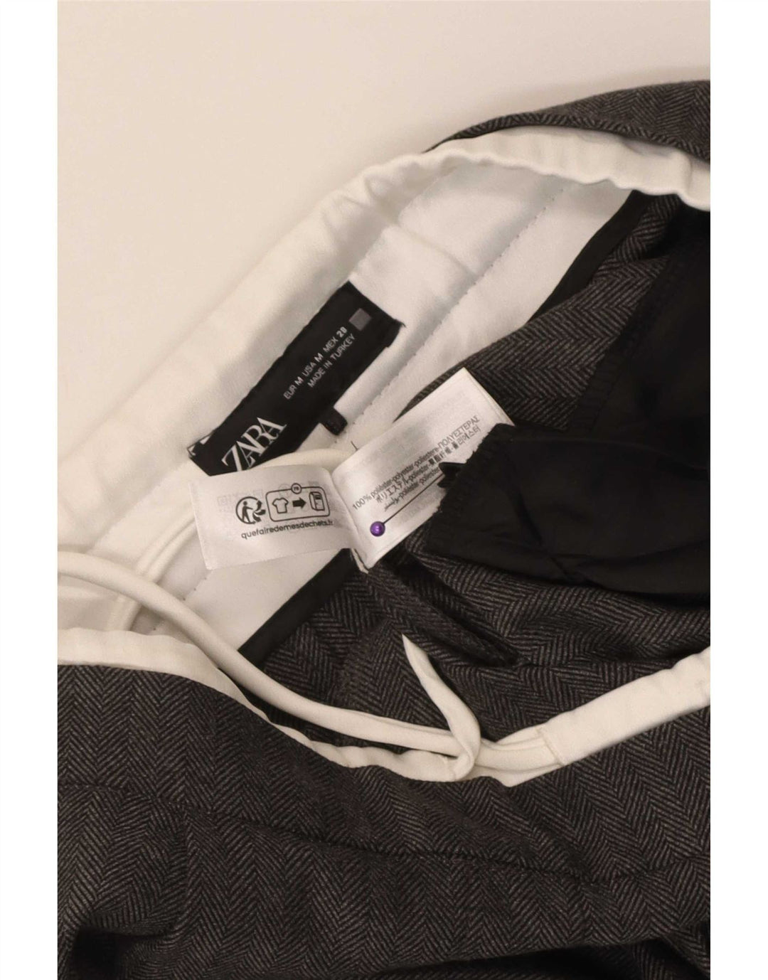 Женские широкие брюки чинос Zara, средние W28 L30, серые с узором «в елочку»