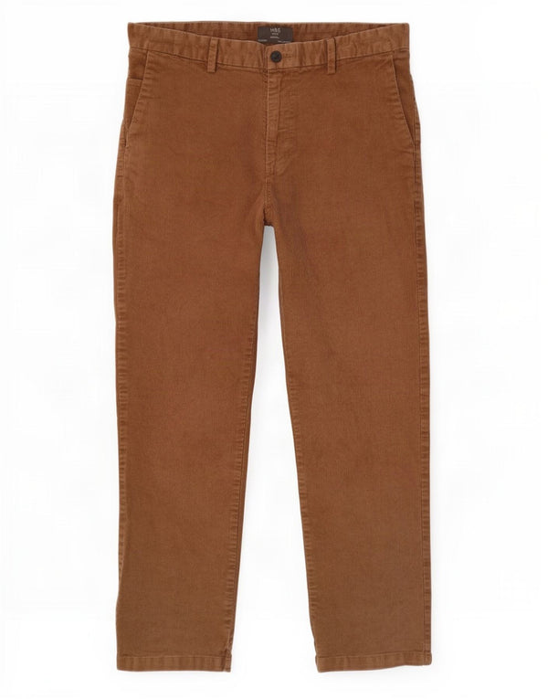 Marks & Spencer Mens Regular Fit Corduroy Trousers W36 L29 Beige Cotton
