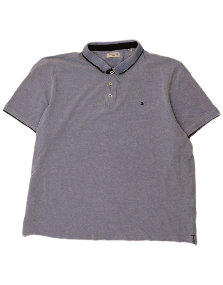 Мужская рубашка-поло Jack & Jones 3XL, синяя, хлопок