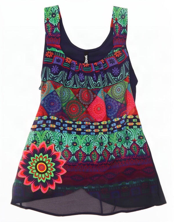 Женская блузка с графическим рисунком Desigual, Великобритания, 8 маленьких размеров, с разноцветным цветочным принтом
