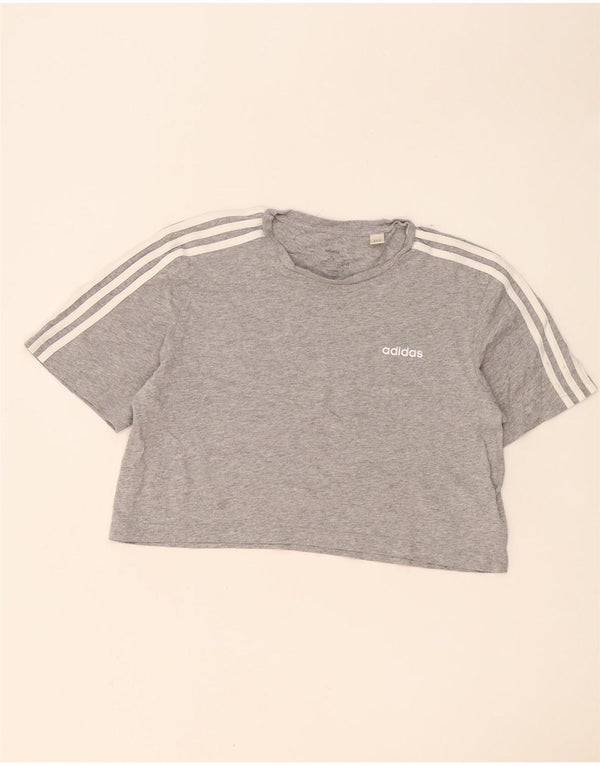 Женская укороченная футболка оверсайз Adidas UK 8/10, маленький серый хлопок