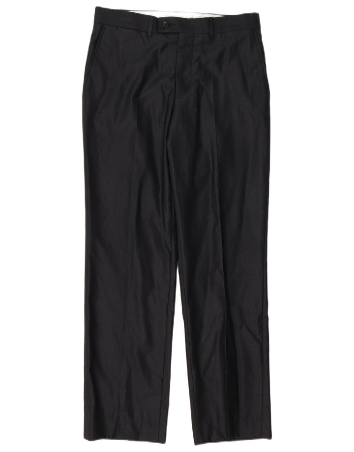 Мужские прямые костюмные брюки Zara EU 38, маленькие W30 L30, черные, полиэстер