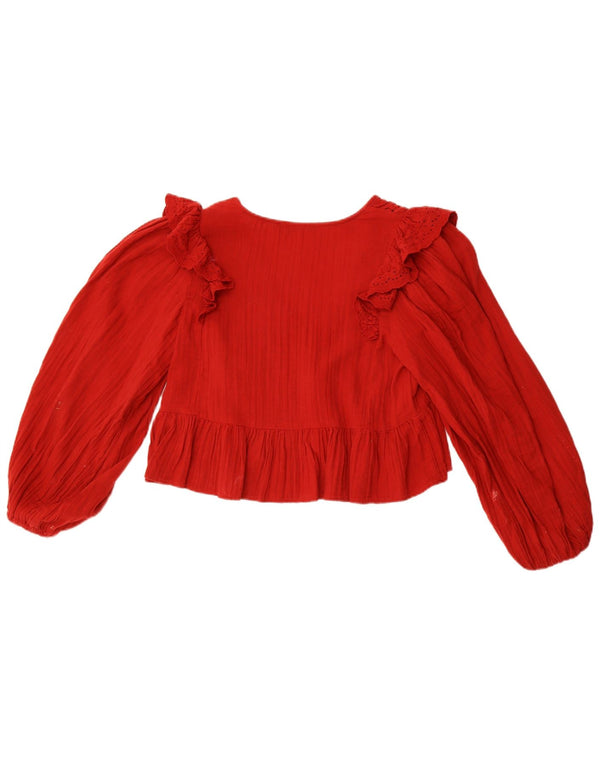 Женская укороченная блузка с длинными рукавами Zara UK 10, маленький красный полиэстер