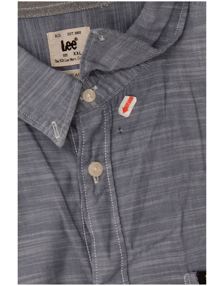 LEE Мужская рубашка обычного кроя с коротким рукавом 2XL, синяя, хлопок
