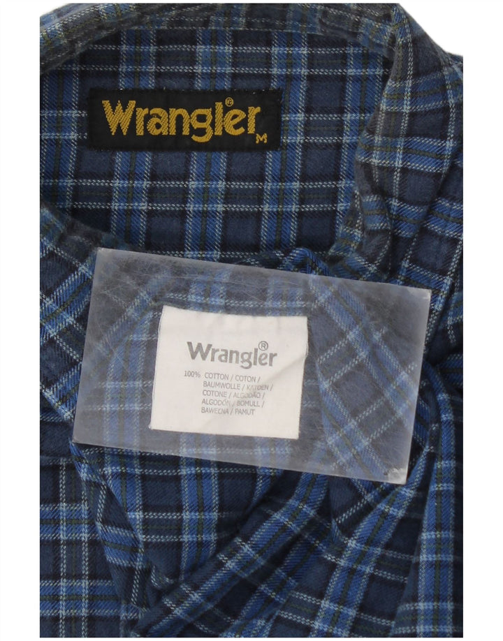 Мужская фланелевая рубашка Wrangler, хлопковая синяя клетка среднего размера