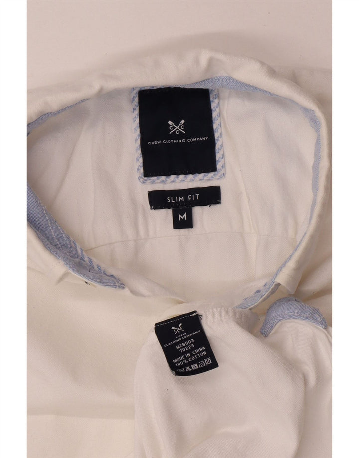 Crew Clothing Мужская приталенная рубашка из белого хлопка среднего размера
