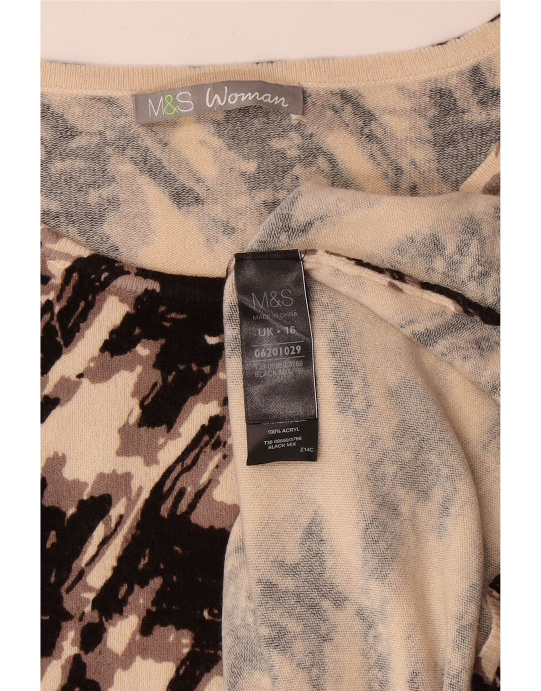 Женское платье-джемпер Marks & Spencer UK 16, большое черное с узором «гусиные лапки»
