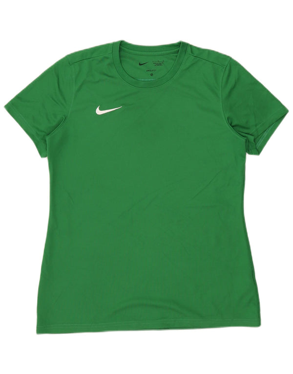 Женская футболка Nike Dri Fit Top UK 14, большой зеленый полиэстер