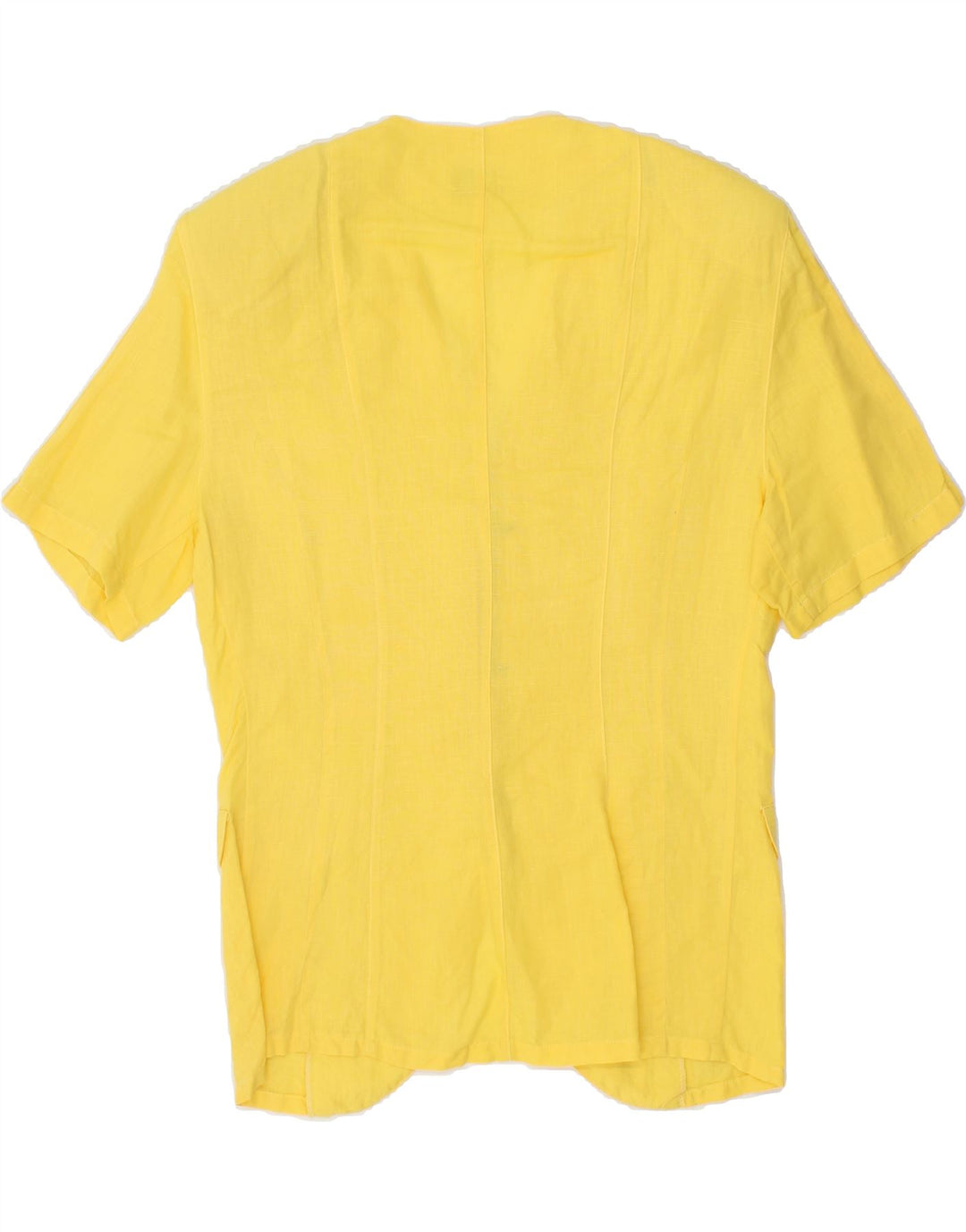 VINTAGE Womens Short Sleeve 3 Button Blazer Jacket UK 14 Medium Yellow Vintage Vintage and Second-Hand Vintage from Messina Hembry 