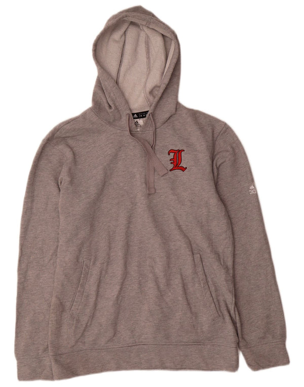 Мужской джемпер с капюшоном Adidas Louisville Cardinals среднего серого цвета, хлопок