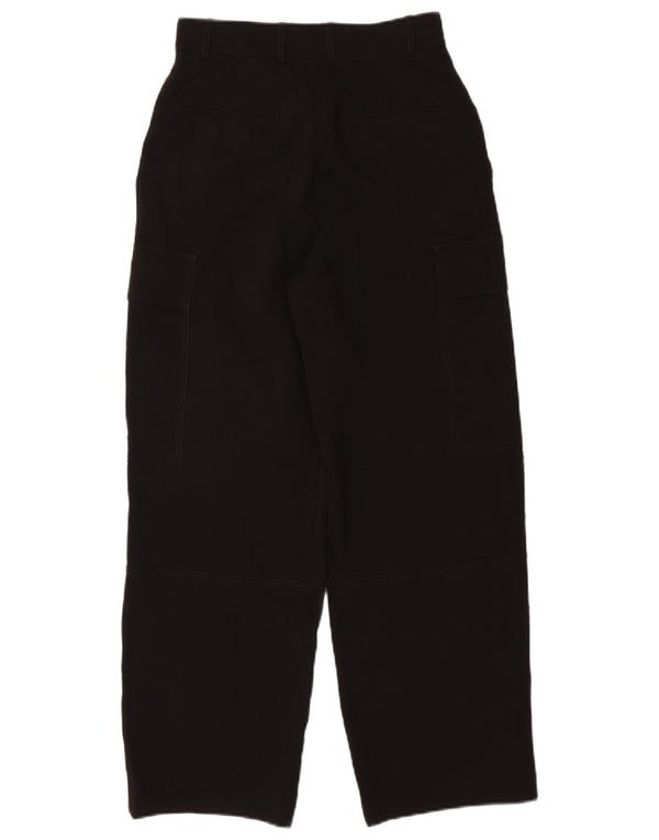 Zara Женские широкие брюки карго с высокой талией XS W24 L28, черный полиэстер