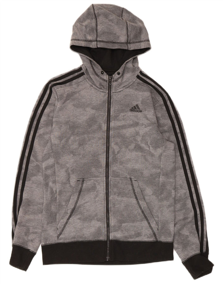 Мужской свитер с капюшоном Adidas Climalite на молнии, маленький серый пятнистый полиэстер