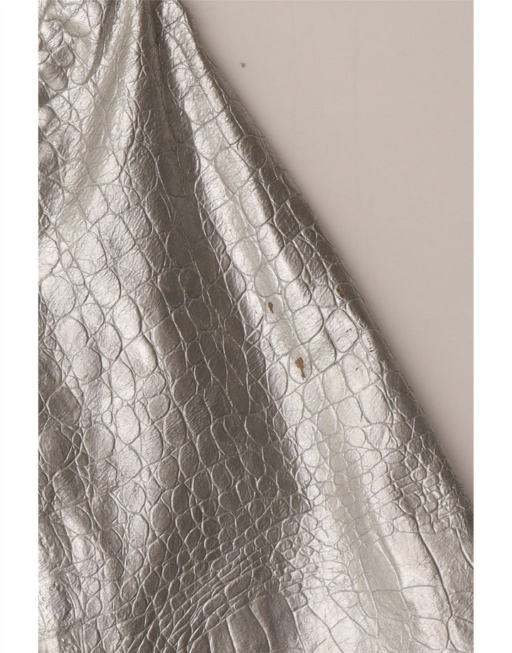 CORTEFIEL Женская кожаная куртка UK 12 Medium Silver Leather