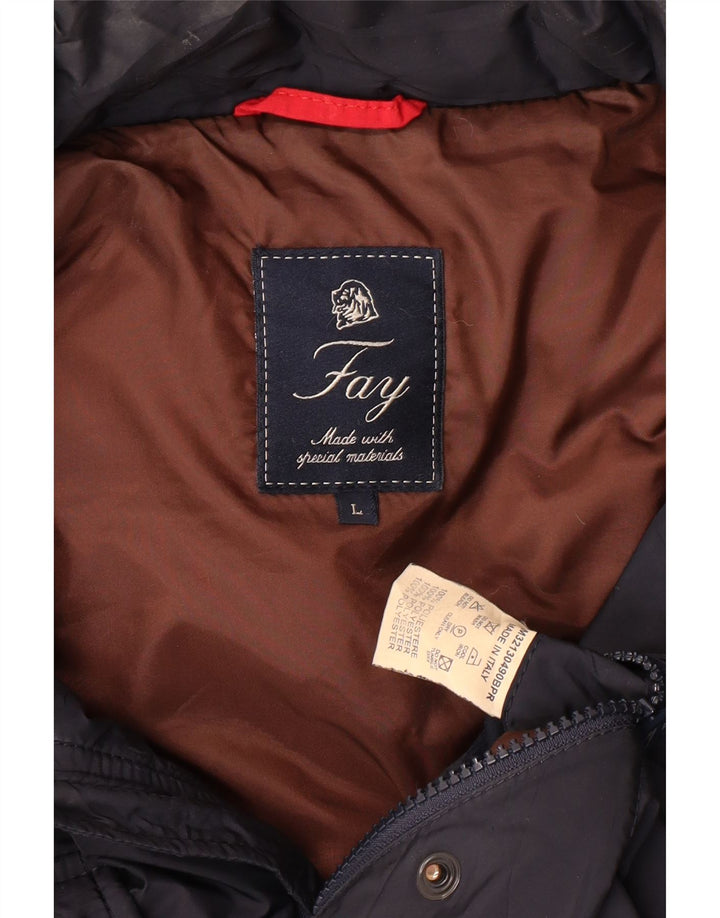 Мужская стеганая куртка FAY с капюшоном UK 40, большой темно-синий полиэстер