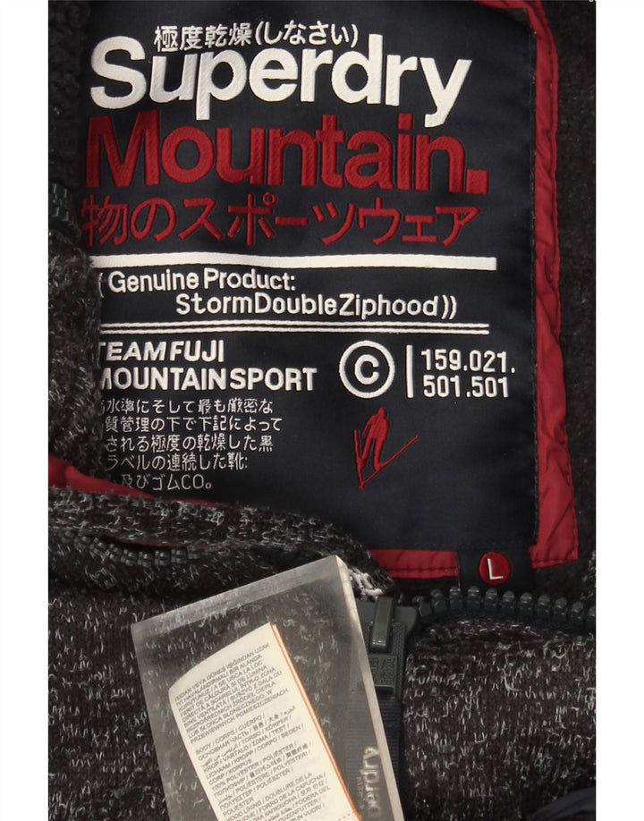 Мужской свитер с капюшоном и молнией Superdry, большой серый полиэстер с крапинками