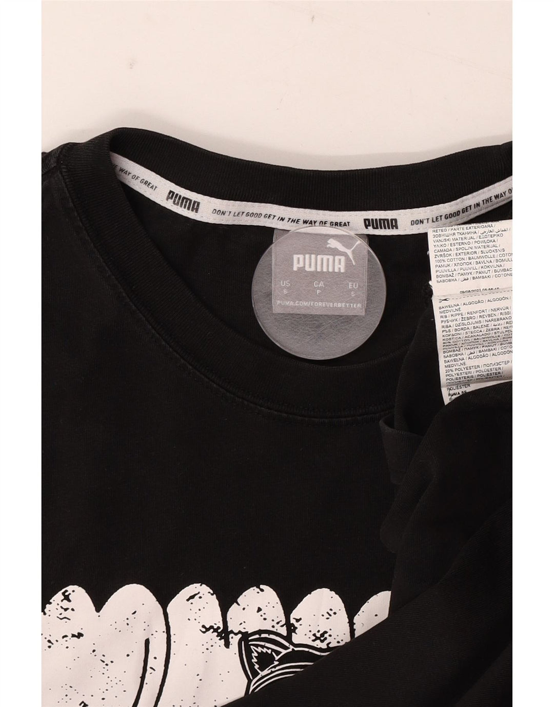 Мужская футболка с рисунком Puma, маленькая, черная, хлопковая