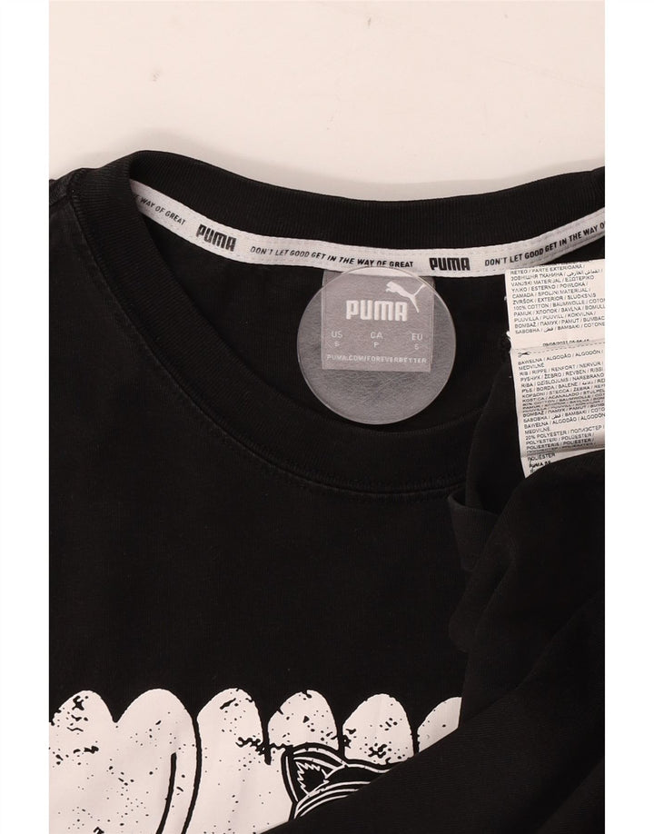 Мужская футболка с рисунком Puma, маленькая, черная, хлопковая