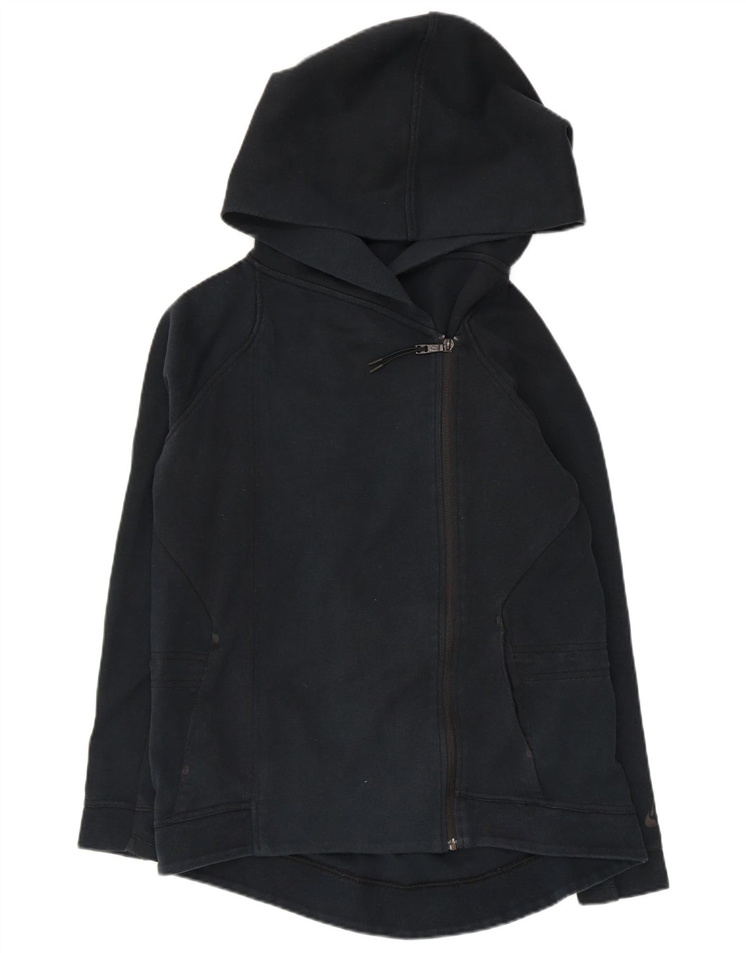 Женский свободный свитер с капюшоном на молнии NIKE UK 10, маленький темно-синий, хлопковый