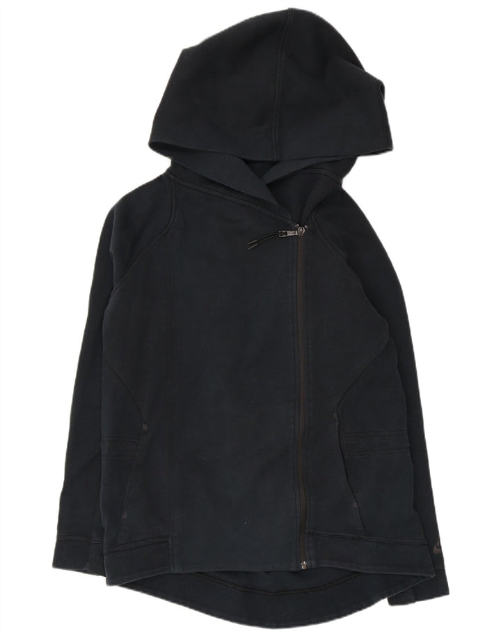 Женский свободный свитер с капюшоном на молнии NIKE UK 10, маленький темно-синий, хлопковый