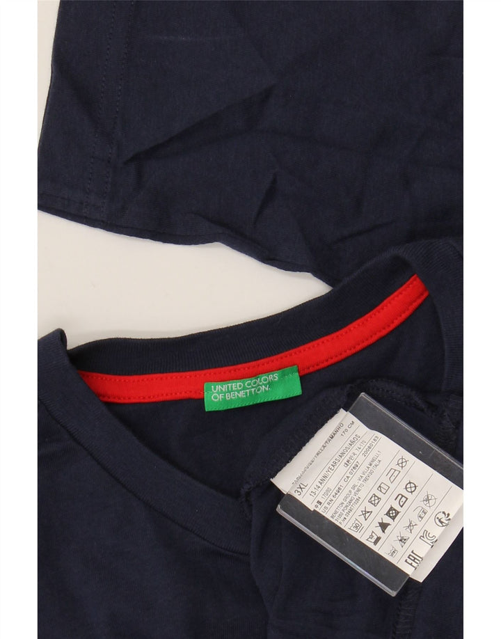 BENETTON Топ с рисунком для мальчиков, с длинными рукавами, 13–14 лет, 3XL, темно-синий, хлопок