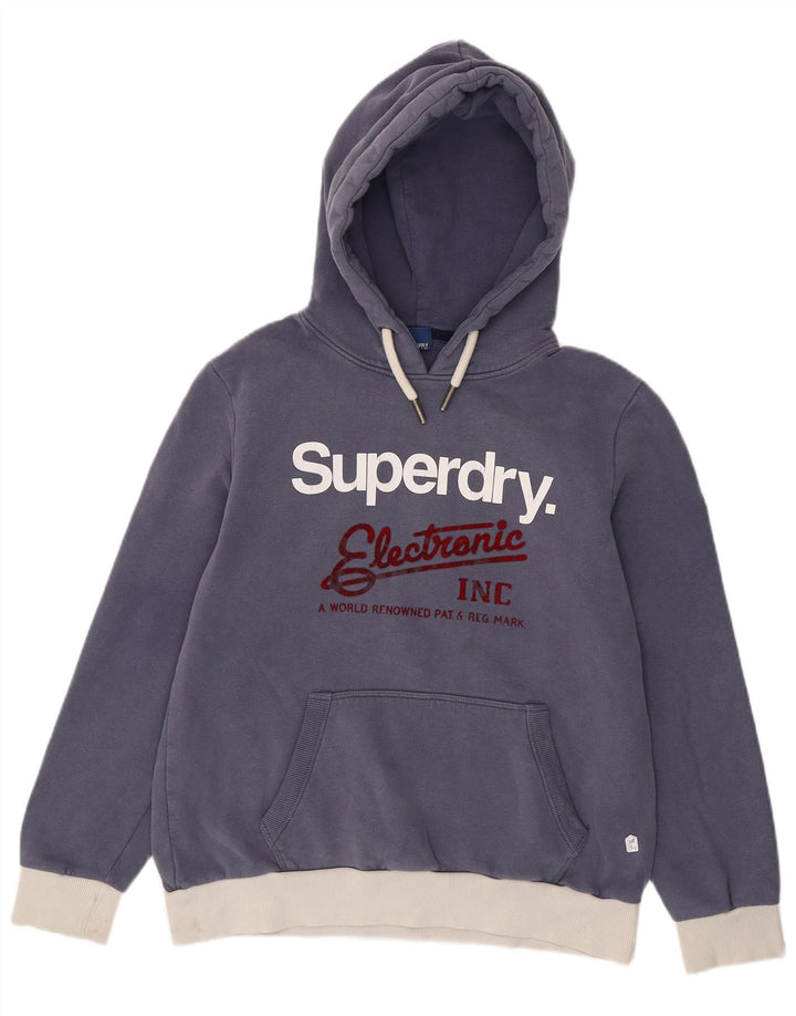 Женский джемпер с капюшоном SUPERDRY UK 16, большой темно-синий с цветными блоками