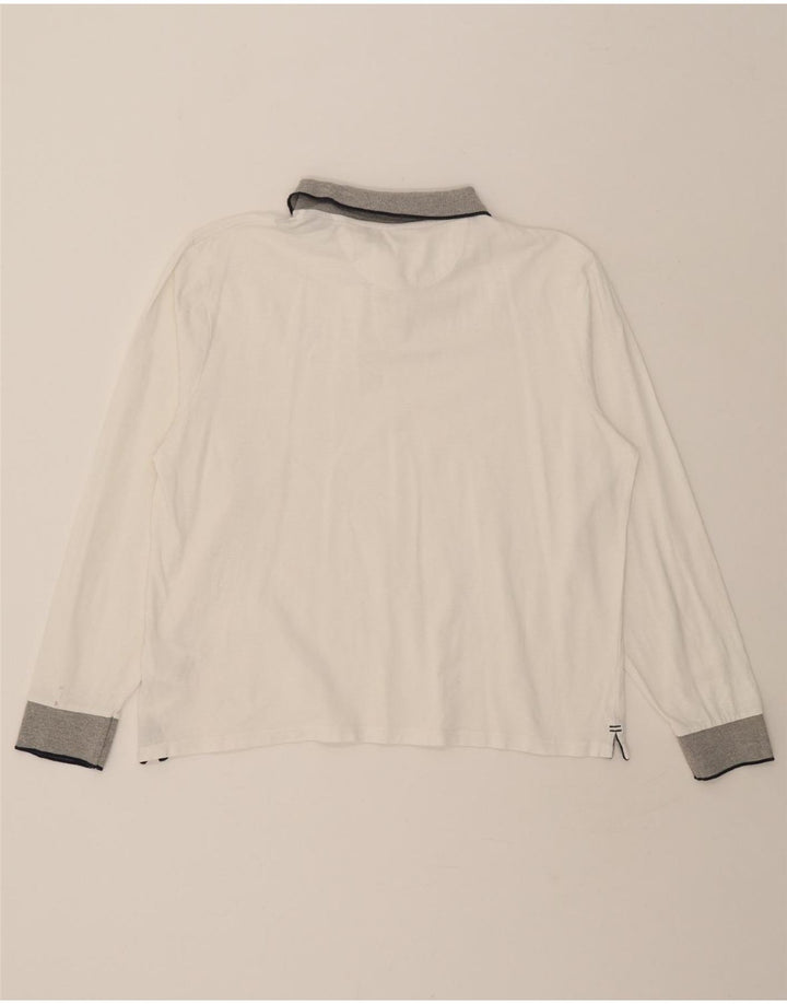 NORTH SAILS Mens Long Sleeve Polo Shirt Medium White Cotton Vintage North Sails and Second-Hand North Sails from Messina Hembry 