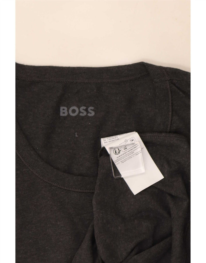 Мужская футболка Hugo Boss, большой серый хлопок