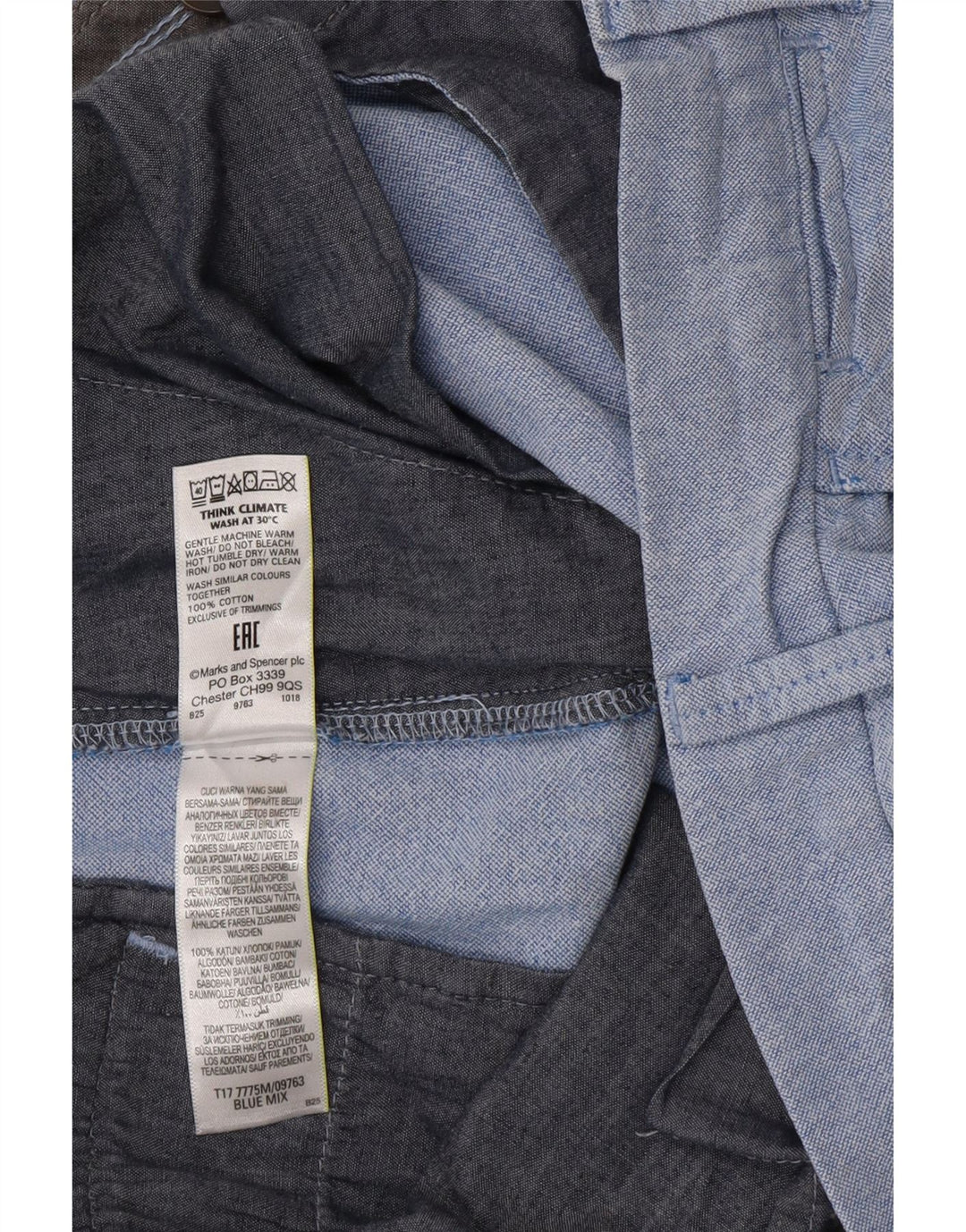 Мужские шорты чинос Marks & Spencer W34, большие синие, хлопок