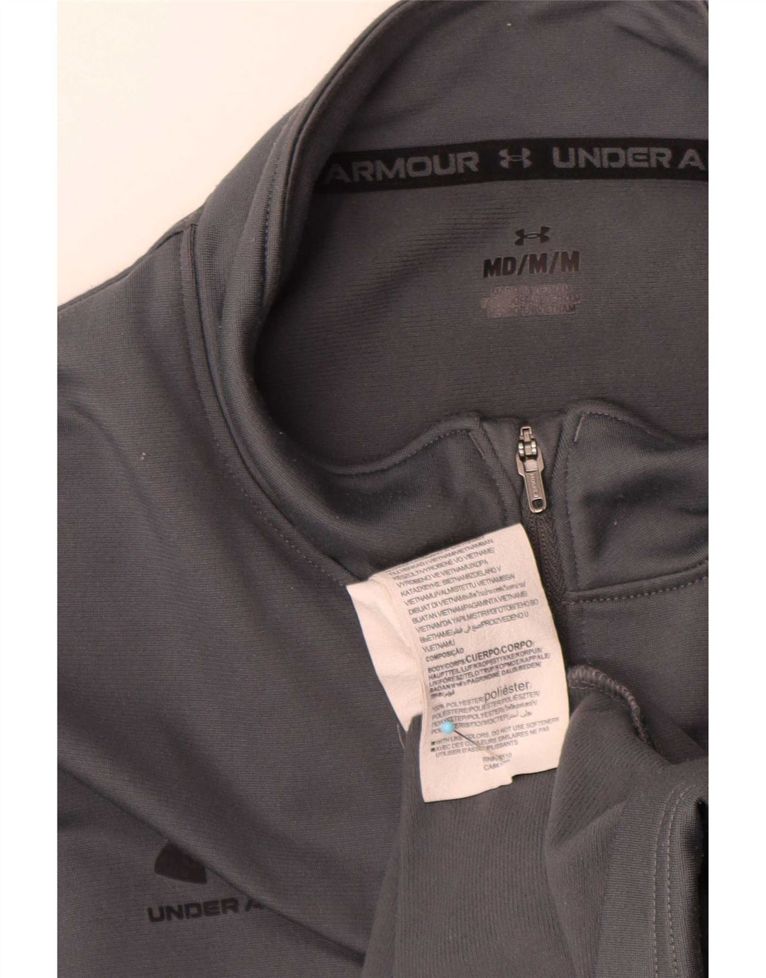 Женский топ с застежкой-молнией Under Armour, стандартный крой, длинный рукав, средний серый спортивный цвет